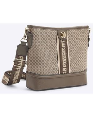 River Island Ri Monogram Webbing Cross Body Bag - Brown