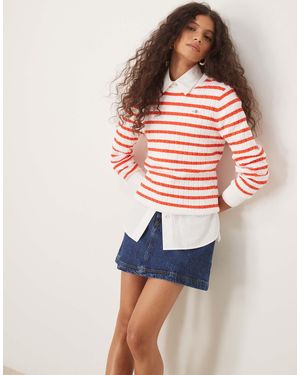 GANT Cotton Cable Knit Crew Neck Logo Sweater - Orange