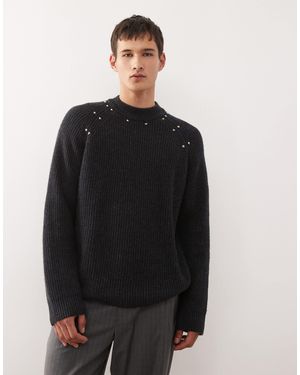 Weekday Wool Blend Sweater With Stud Detail - Black