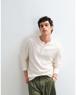 Jack & Jones Henley Top Met Lange Mouwen - Wit