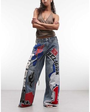 TRUE RELIGION Jessie Super baggy Patch Detail Jeans - Blue
