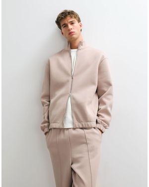 ASOS Relaxed Zip Through Sweatshirt - Natural