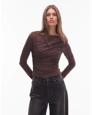 Nia Isabeau Boat Neck Long Sleeve Top - Purple
