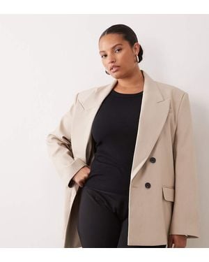 ASOS Curve Blazer Met Sterke Schouders En Dubbele Rij Knopen - Zwart