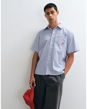 Liquor N Poker Revere Collar Stripe Shirt - Blue