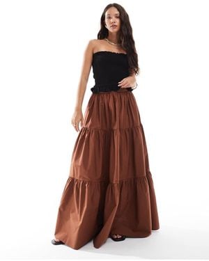 ASOS Tiered Boho Maxi Skirt - Brown