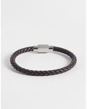 ASOS Pulsera Trenzada De Cuero Sintético - Metálico