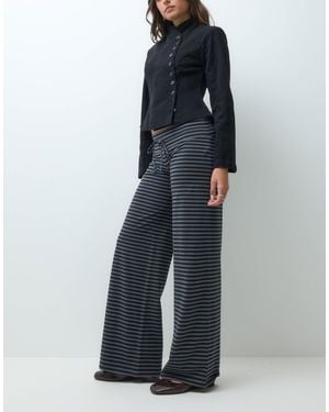Hollister Gemütliche wide-leg-hose mit en streifen - Blau