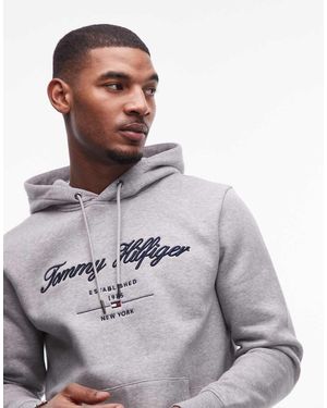 Tommy Hilfiger Script Logo Hoodie - Grey