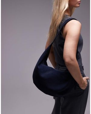 ARKET Bolso De Hombro Holgado Y Curvado De Ante De - Negro