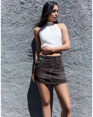 Bershka Denim Skort - White
