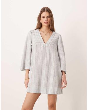Free People Goldie V Neck Smock Mini Dress - White