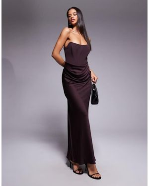 Forever New Corset Drape Strapless Maxi Dress - Purple