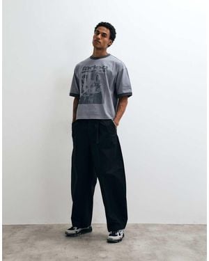 ASOS Boxy Oversized Ringer T-shirt With Graphic - Blue