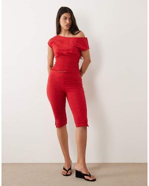 ASOS Co-ord Broderie Capri Pant - Red