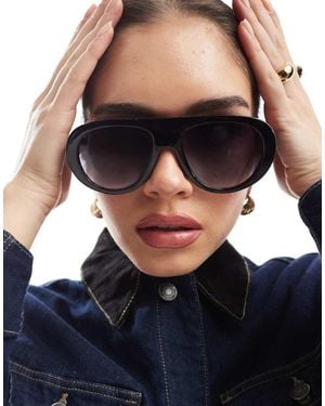 Aire Gafas De Sol Negras De Aviador Con Lentes Degradadas Satellie Shield De - Negro