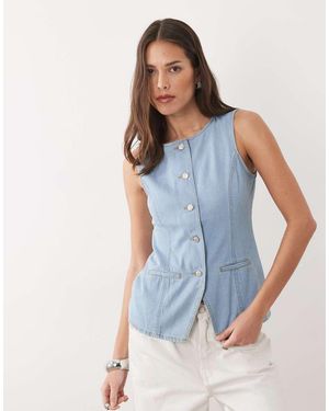 Threadbare Denim Gilet Met Ronde Hals - Blauw