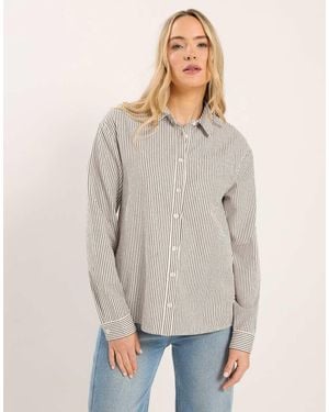 Long Tall Sally Stripe Shirt - Grey