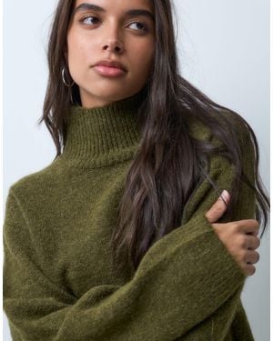 Gina Tricot Strickpullover mit stehkragen aus woll-alpakamix - Grün