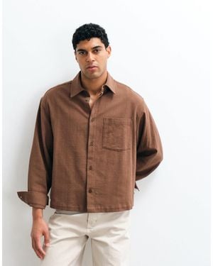 ASOS Boxy Oversized Linen Look Shirt - Brown