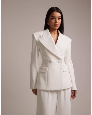 Wanderdoll Americana De Novia Blanca Con Solapas Extragrandes Y Cintura Entallada Charlotte De (Parte De Un Conjunto) - Neutro