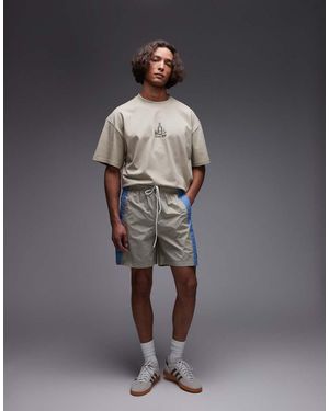 Parlez Copa Contrast Panel Relaxed Shorts - Blue