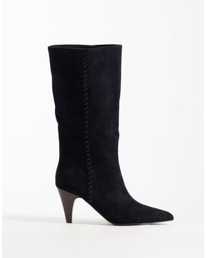 ASOS Calliope Heeled Knee Boots With Whipstitch Detail - Black