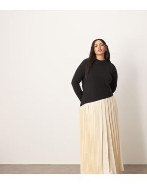 ARRANGE Curve Contrast Fabric Sculpted Maxi Dress With Pleat Skirt - Black