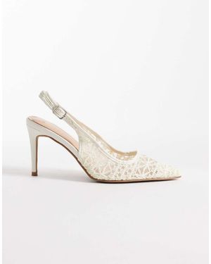 New Look Gehaakte Slingback Schoenen Met Hak - Wit