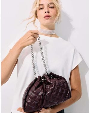 Stradivarius Quilted Gathered Shoulder Bag - White