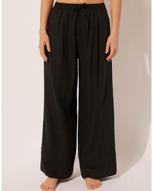 Calzedonia Linen And Viscose Palazzo Trousers - Black