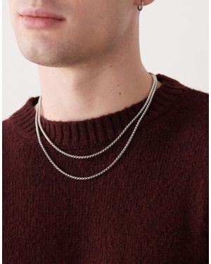 FADED FUTURE Pack Of 2 Box Chain Necklace - Red