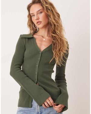 ASOS Longline Collared Cardigan - Green