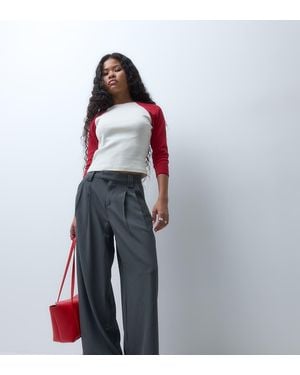 Only Petite Pantaloni Sartoriali A Gamba Larga Scuro - Grigio