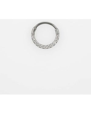 Lovisa Pendiente De Aro De 7 Mm De Titanio Con Cierre De Bisagra Y Circonitas De - Azul