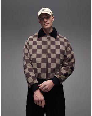 Prohibited Checked Bomber Jacket - Gray