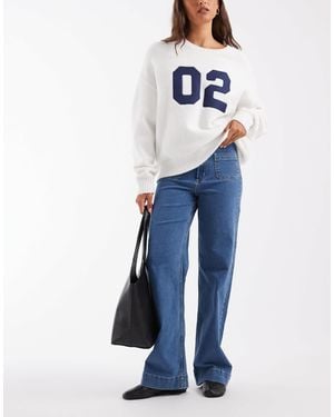 Vero Moda Kayla high-rise wide-leg-jeans mit taschendetail - Blau
