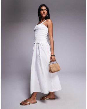 River Island Shirred Midi Dress - Purple
