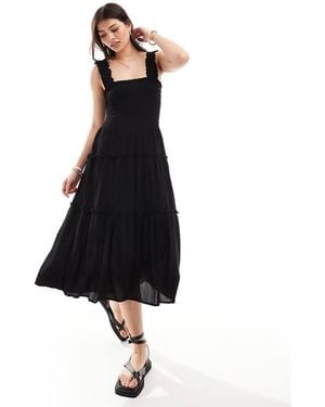 Vero Moda Shirred Cami Midi Dress - Black