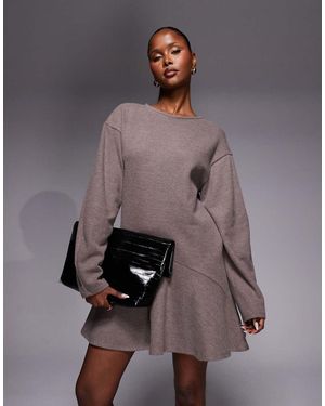 ASOS Supersoft Cocoon Long Sleeve Peplum Mini Dress - Grey