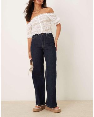 Jdy Jeans A Vita Alta Risciacquato Con Fondo Ampio - Blu
