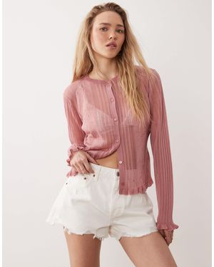 Miss Selfridge – bestickte, transparente strickjacke - Braun