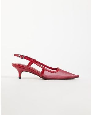 ASOS Zapatos De Tacón Bajo Skippy En Malla Roja-Rojo - Rosa