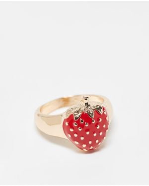 ASOS Bague avec fraise en émail rouge