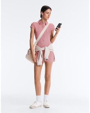 Oysho Comfortlux Striped Short Jumpsuit - White