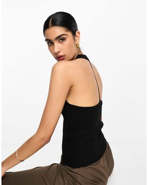 NA-KD Top en maille fine avec détail au dos - Noir