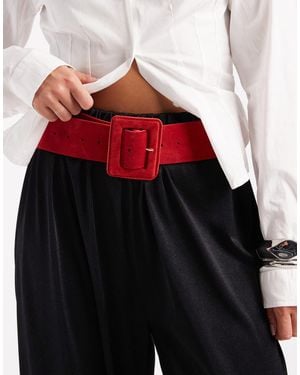 ASOS Pu Waist Belt With Large Buckle - Red