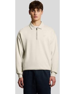 Lyle & Scott Mid Layers Relaxed Collared Interlock Sweatshirt - White