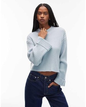 ASOS Knitted Jumper With Turn Up Cuff - Blue