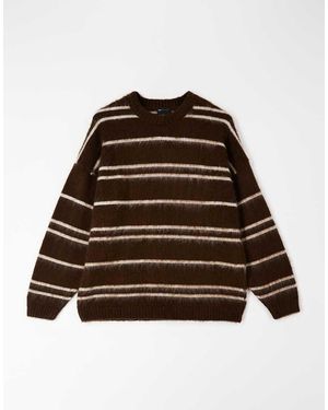 ASOS Jersey A Rayas Color Crudo Extragrande De Punto Muy Mullido De - Marrón